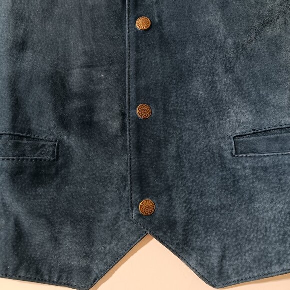 Men's "Personal Choice" Suede Vest with Snap closure / Blue / Size Large - Picture 11 of 14